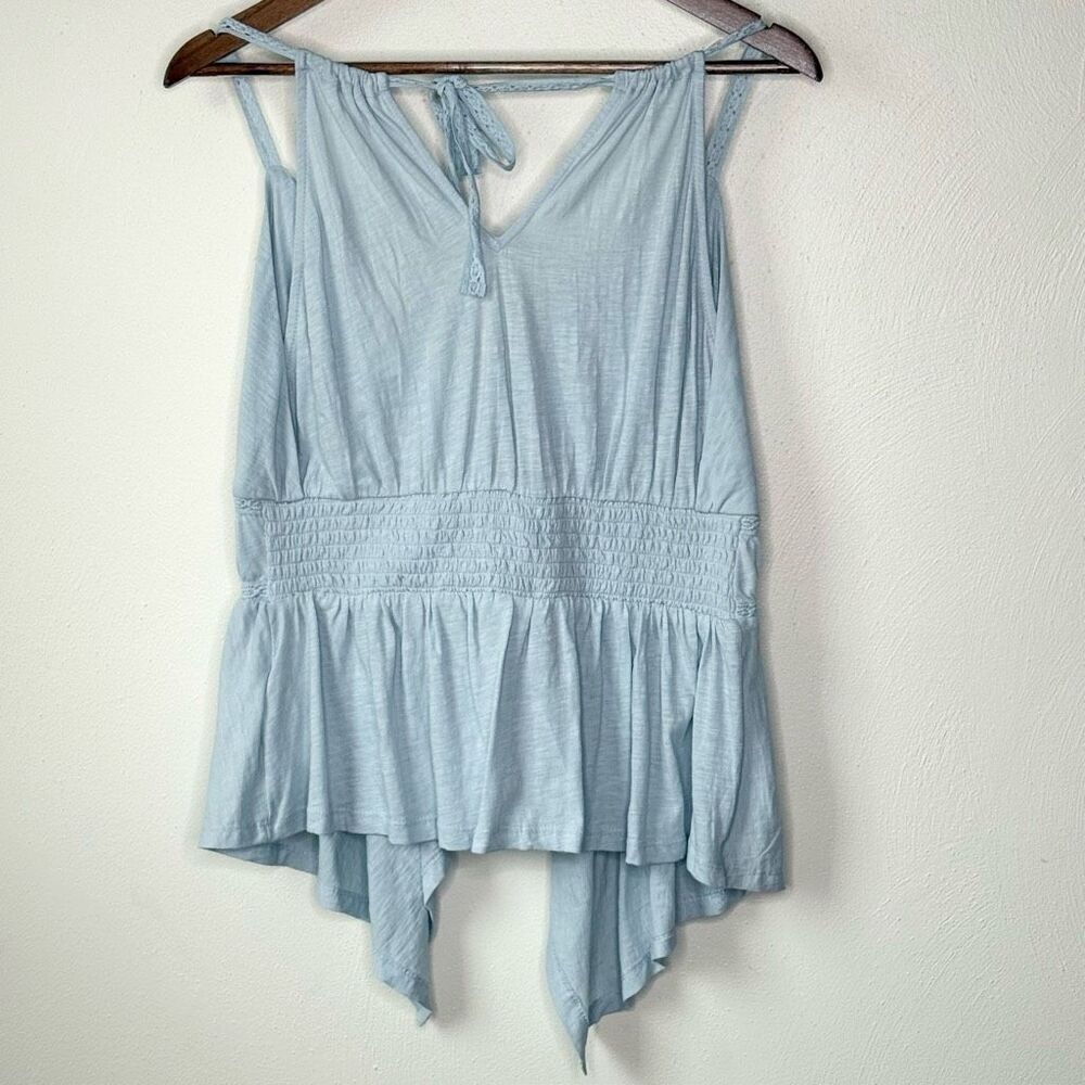 Anthropologie Light Blue Lace Lined Sleeveless Blouse Shark Bite - Women’s US M - Picture 2 of 13
